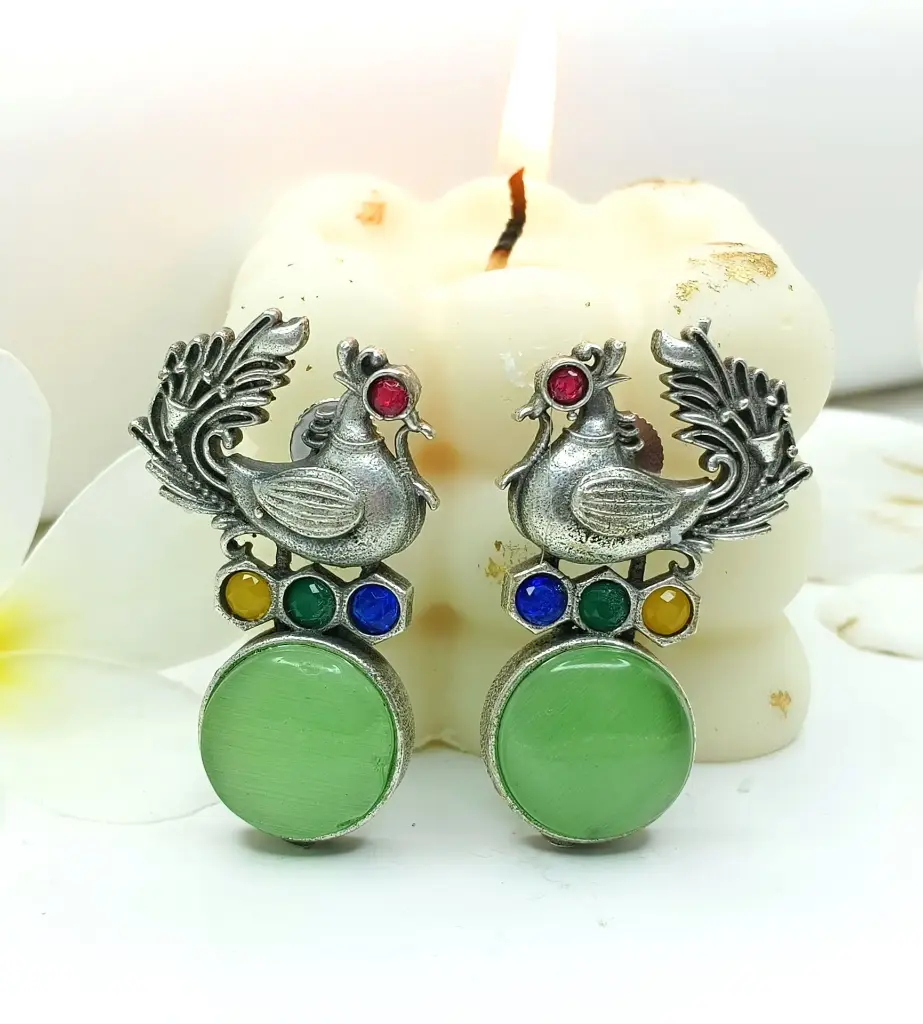 Majestic Peacock Multi Stone Stud Earring