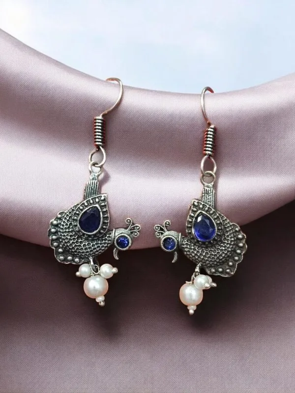 Silver Replica Peacock Hook Earrings