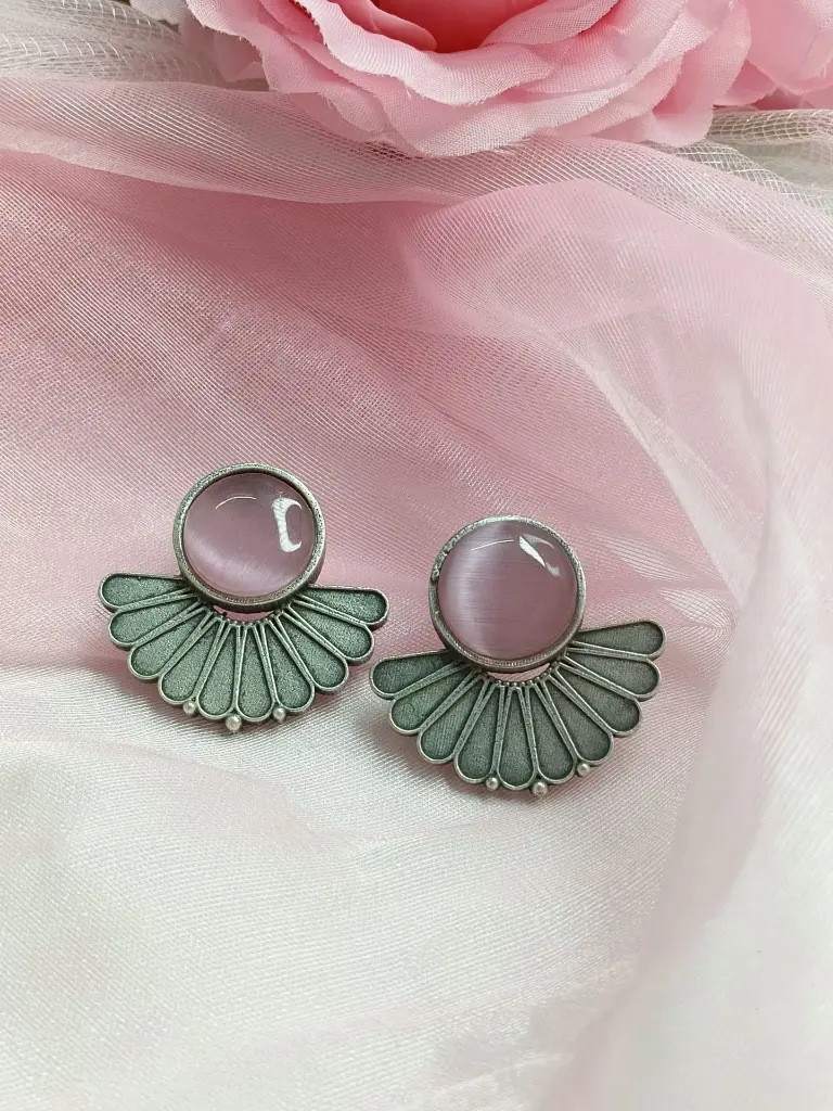 Pink illusion Floral Stone Earring