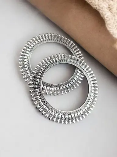 Affordable Oxidized Bangles | Unique Silver Plated Bangle Pair